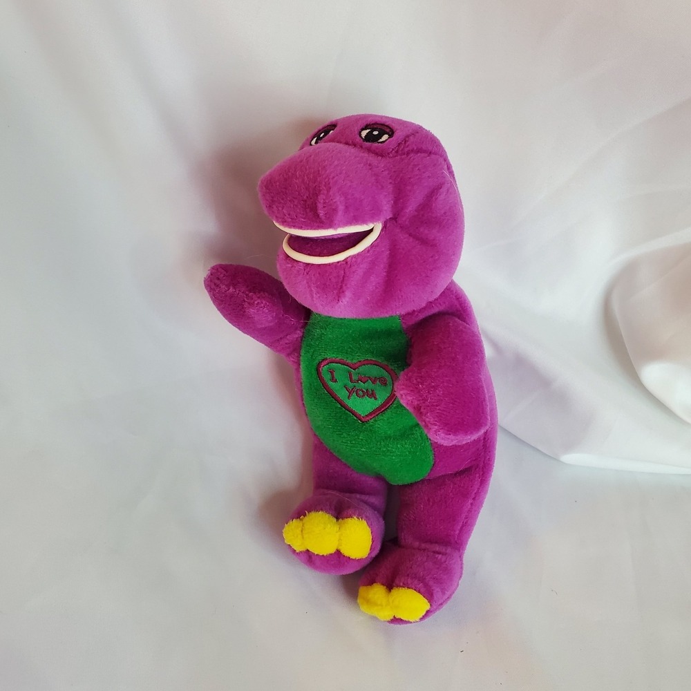 Vintage Barney Plush animal. I love you heart on chest Beanbag Stuffed NO‎ SOUND